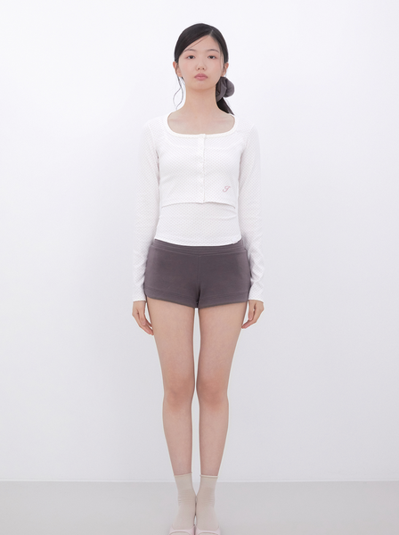 [Inner museum] Dot Button Crop Cardigan (IVORY)