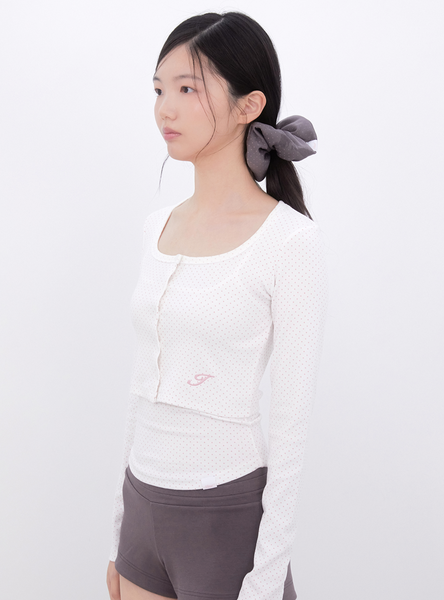 [Inner museum] Dot Button Crop Cardigan (IVORY)