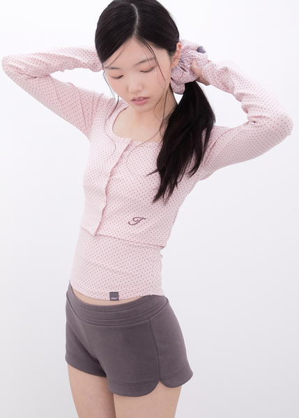 [Inner museum] Dot Button Crop Cardigan (PINK)