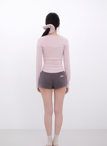 [Inner museum] Dot Button Crop Cardigan (PINK)