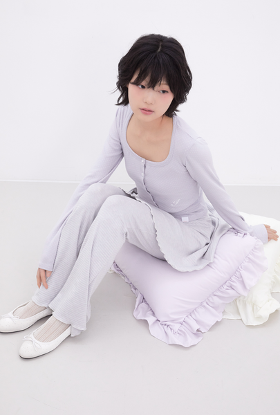 [Inner museum] Dot Button Crop Cardigan (BABYBLUE)