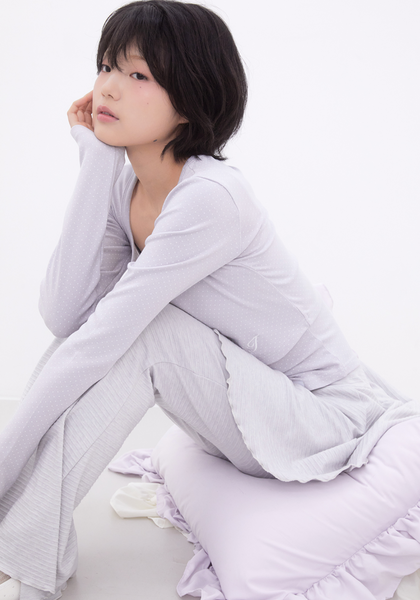 [Inner museum] Dot Button Crop Cardigan (BABYBLUE)