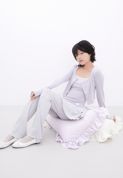 [Inner museum] Dot Button Crop Cardigan (BABYBLUE)