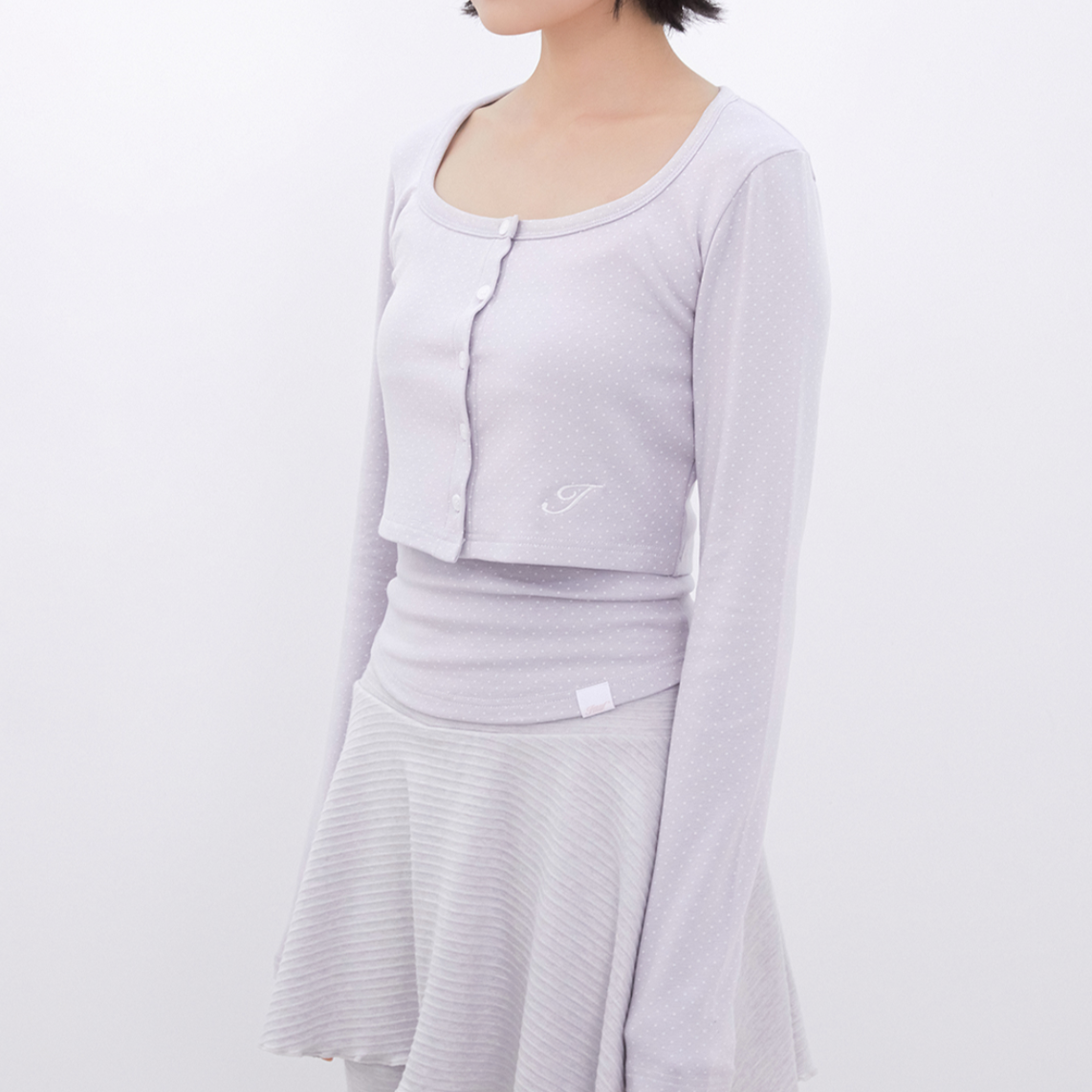 [Inner museum] Dot Button Crop Cardigan (BABYBLUE)