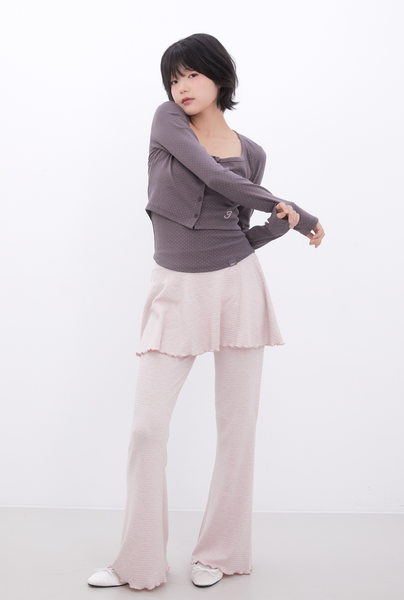 [Inner museum] Dot Button Crop Cardigan (COCOA)