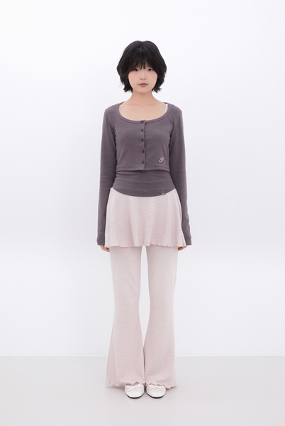 [Inner museum] Dot Button Crop Cardigan (COCOA)
