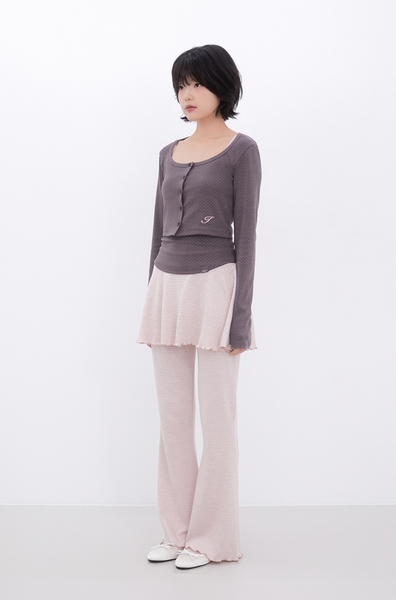 [Inner museum] Dot Button Crop Cardigan (COCOA)