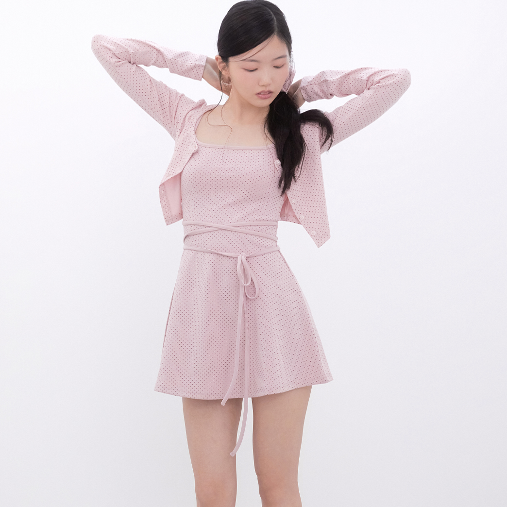 [Inner museum] Dot Strap Mini Dress (PINK)