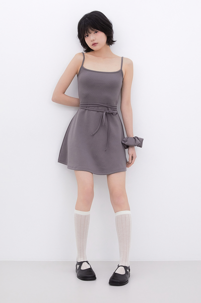 [Inner museum] Dot Strap Mini Dress (COCOA)