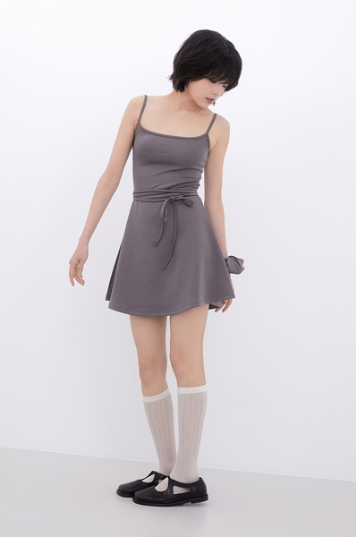 [Inner museum] Dot Strap Mini Dress (COCOA)