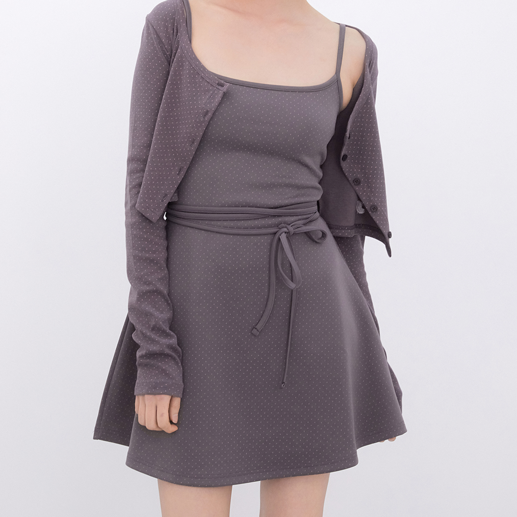 [Inner museum] Dot Strap Mini Dress (COCOA)