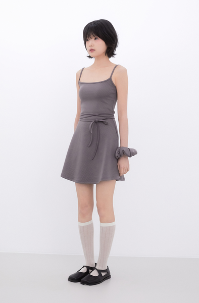 [Inner museum] Dot Strap Mini Dress (COCOA)