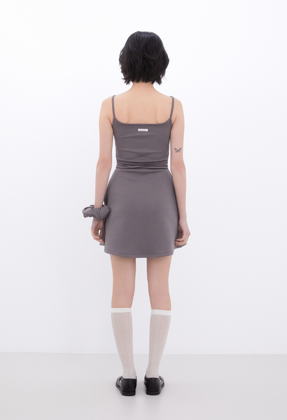 [Inner museum] Dot Strap Mini Dress (COCOA)