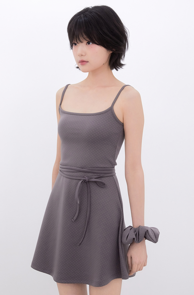 [Inner museum] Dot Strap Mini Dress (COCOA)