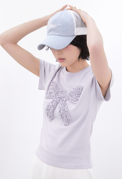 [Inner museum] Dot Frill Ribbon T-Shirt (BABYBLUE)