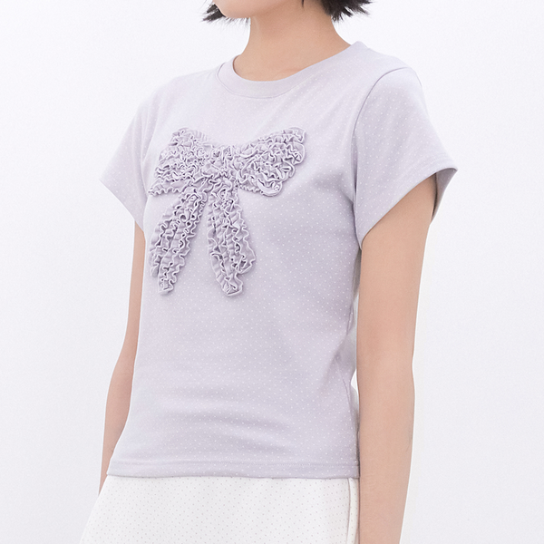 [Inner museum] Dot Frill Ribbon T-Shirt (BABYBLUE)