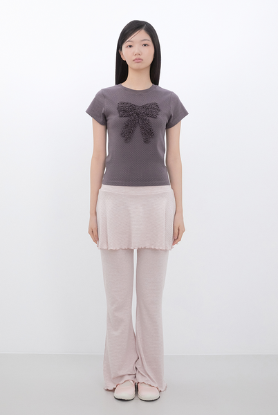 [Inner museum] Dot Frill Ribbon T-Shirt (COCOA)