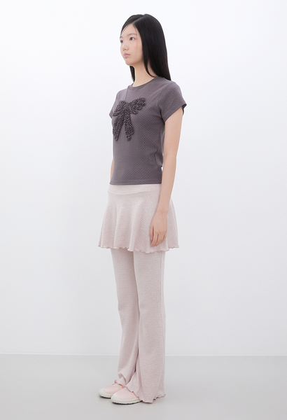 [Inner museum] Dot Frill Ribbon T-Shirt (COCOA)