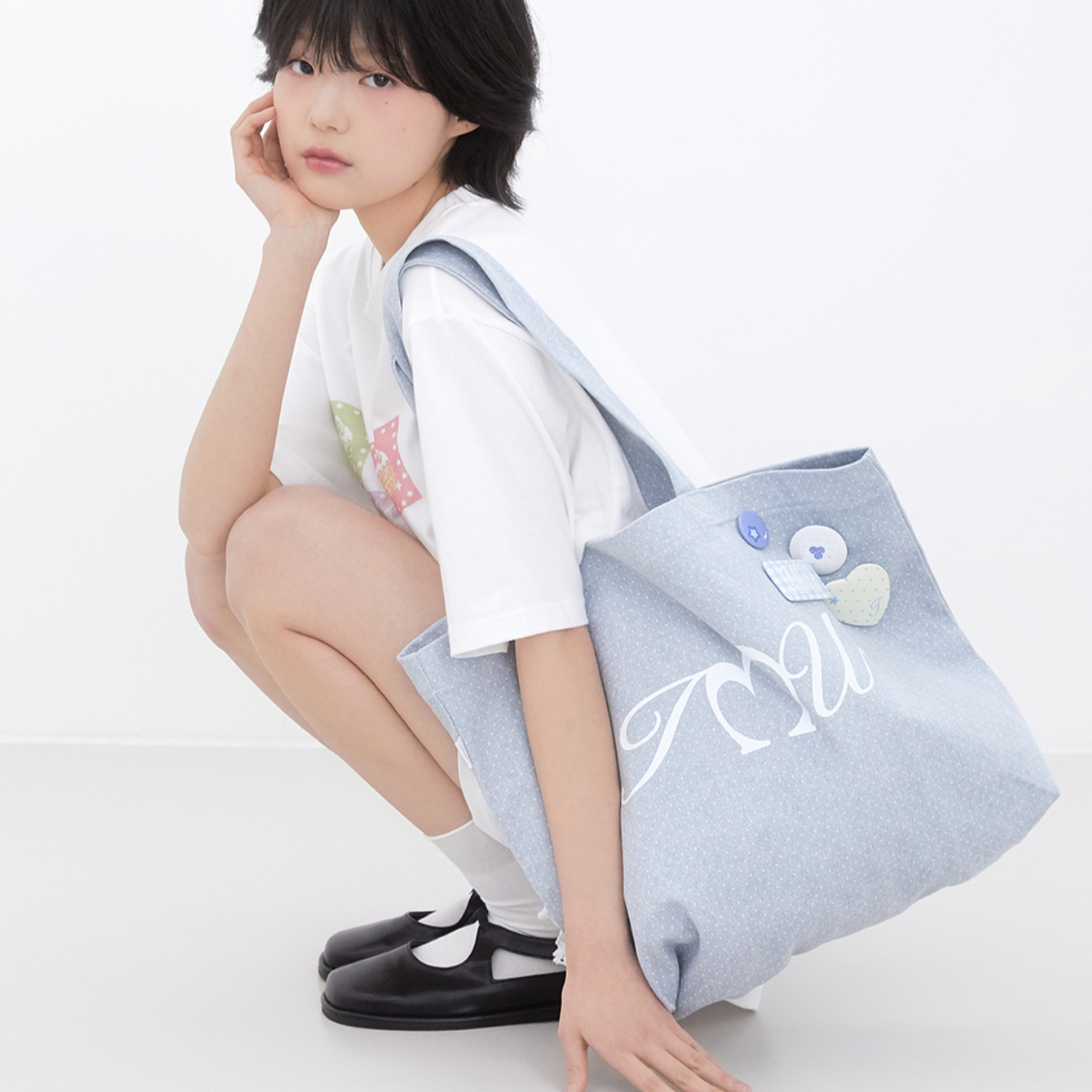 [Inner museum] Cotton Dot Printing Eco Bag (LIGHT BLUE)