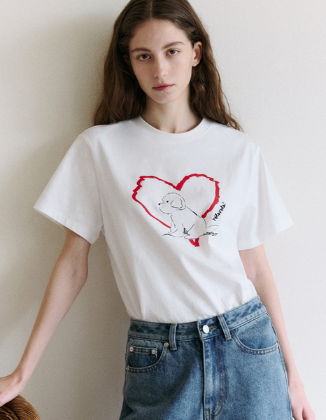 [rola rola] HEART FRIENDS PUPPY T-SHIRT WHITE