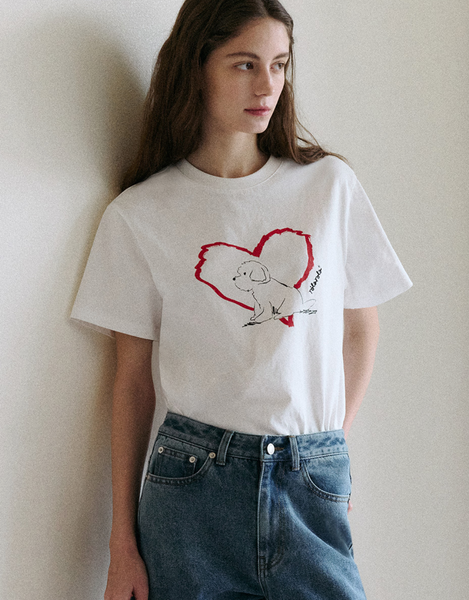[rola rola] HEART FRIENDS PUPPY T-SHIRT WHITE