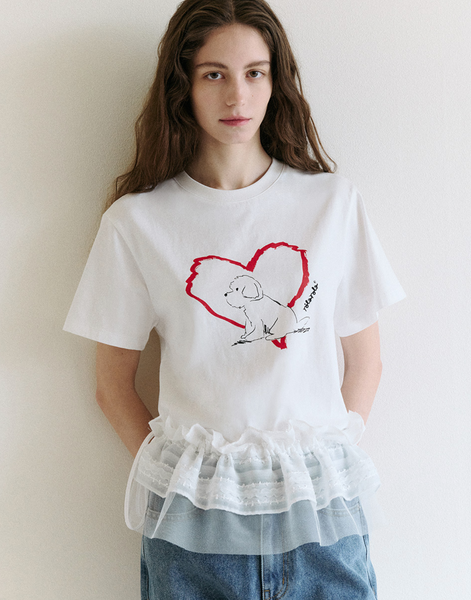 [rola rola] HEART FRIENDS PUPPY T-SHIRT WHITE