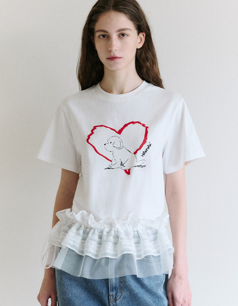 [rola rola] HEART FRIENDS PUPPY T-SHIRT WHITE