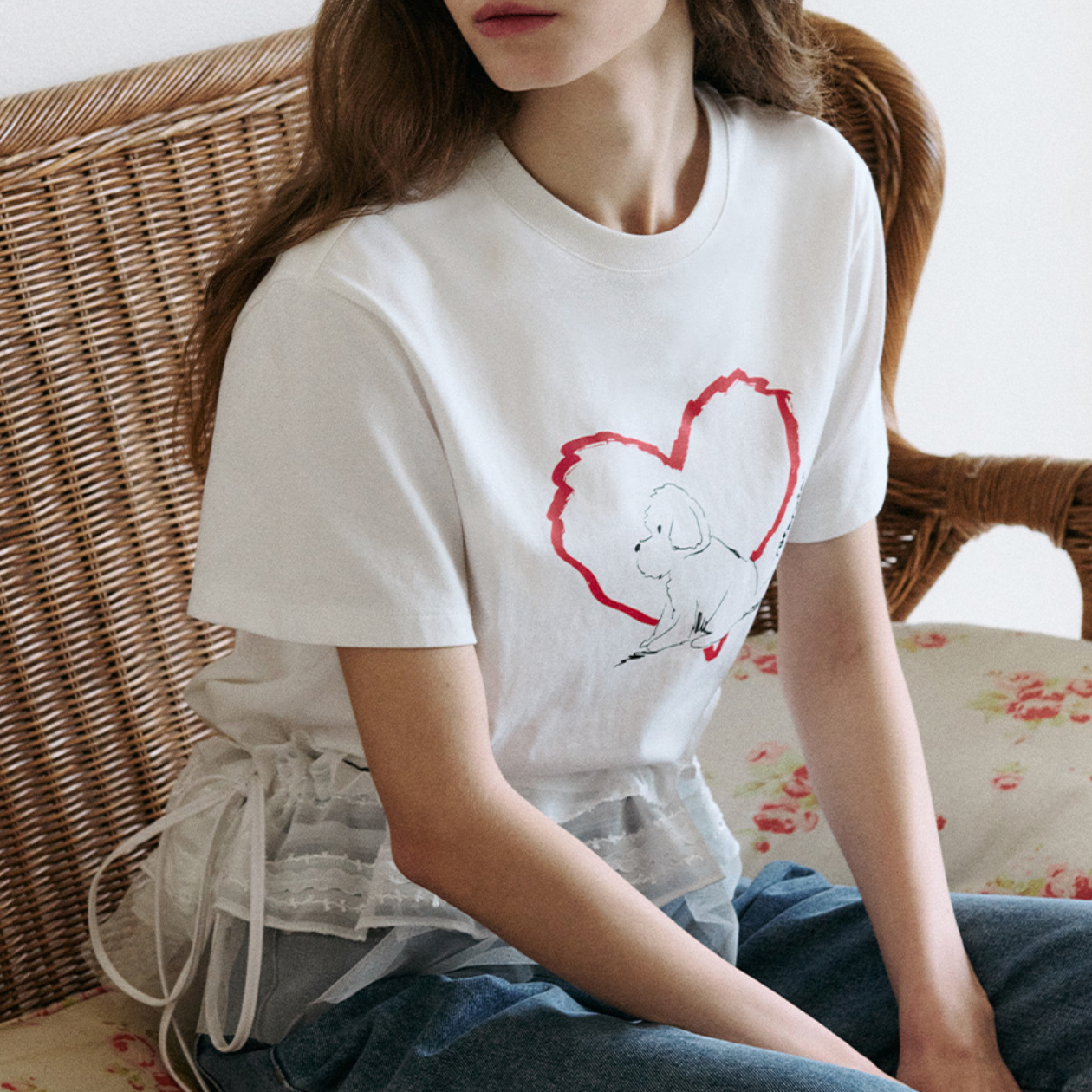[rola rola] HEART FRIENDS PUPPY T-SHIRT WHITE