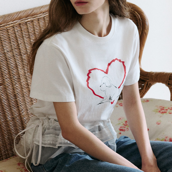 [rola rola] HEART FRIENDS PUPPY T-SHIRT WHITE