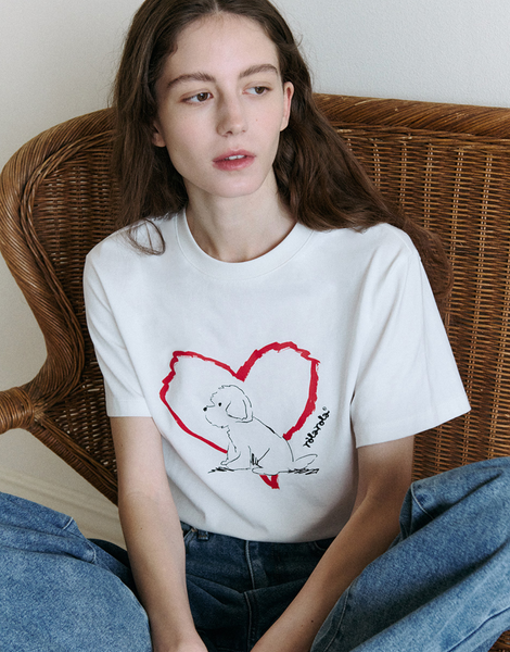 [rola rola] HEART FRIENDS PUPPY T-SHIRT WHITE