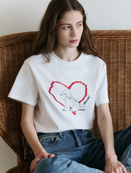 [rola rola] HEART FRIENDS PUPPY T-SHIRT WHITE
