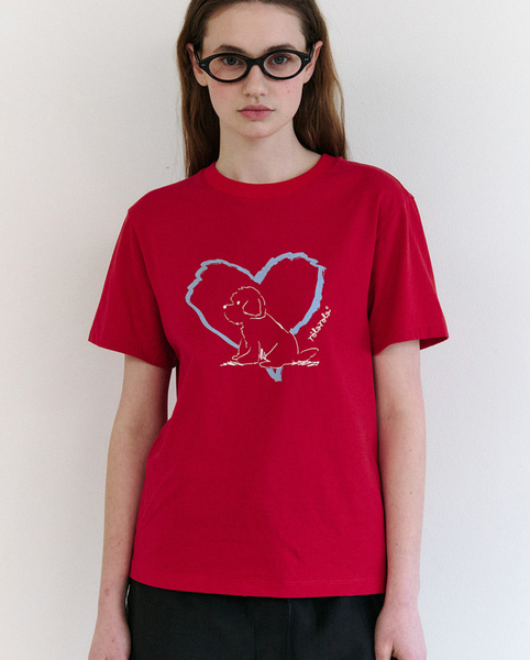 [rola rola] HEART FRIENDS PUPPY T-SHIRT RED