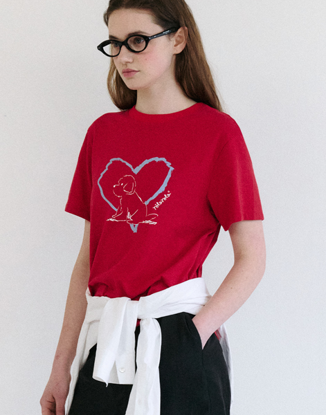 [rola rola] HEART FRIENDS PUPPY T-SHIRT RED
