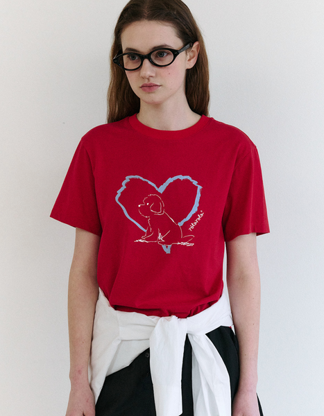[rola rola] HEART FRIENDS PUPPY T-SHIRT RED