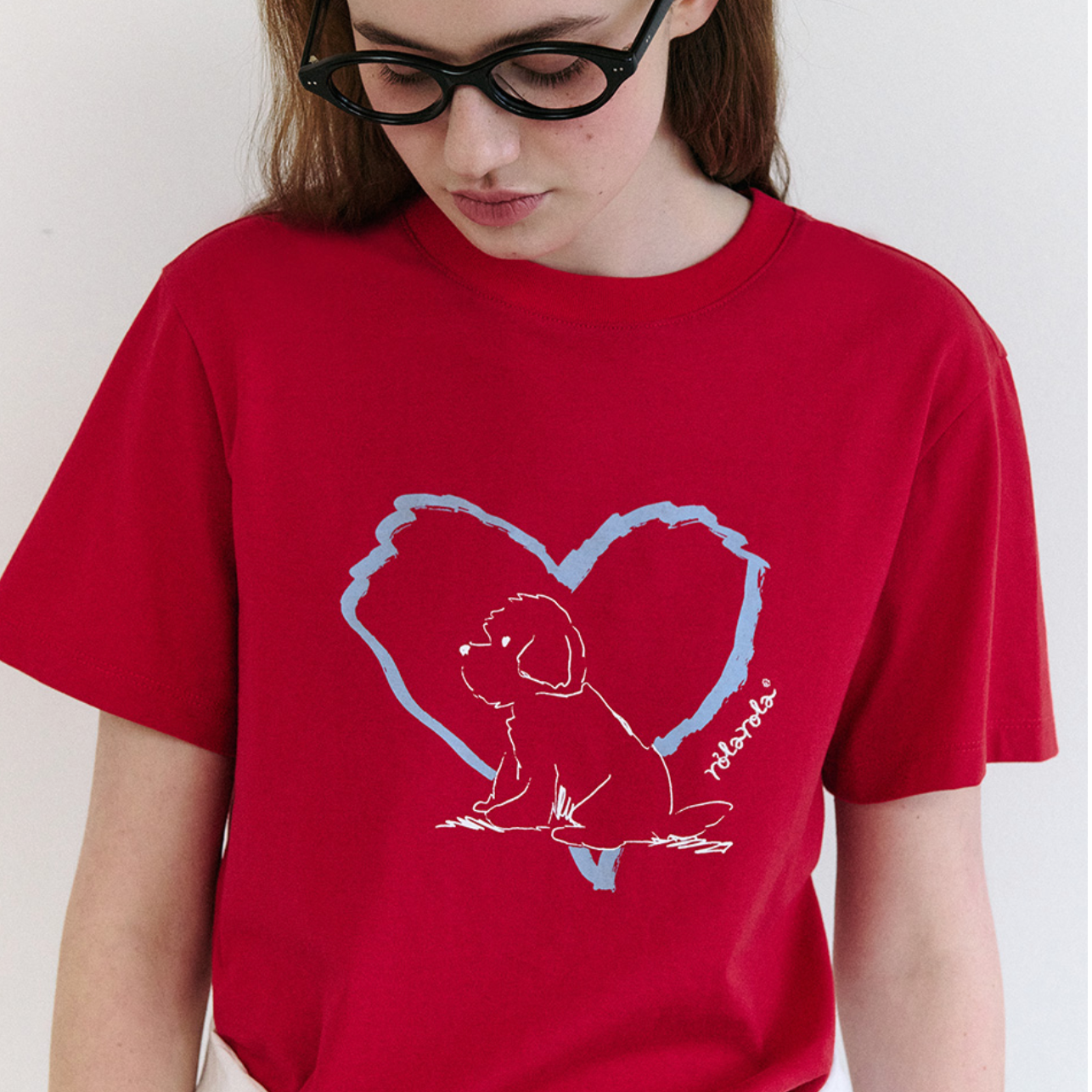 [rola rola] HEART FRIENDS PUPPY T-SHIRT RED