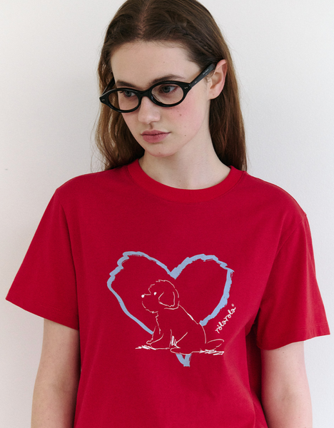 [rola rola] HEART FRIENDS PUPPY T-SHIRT RED