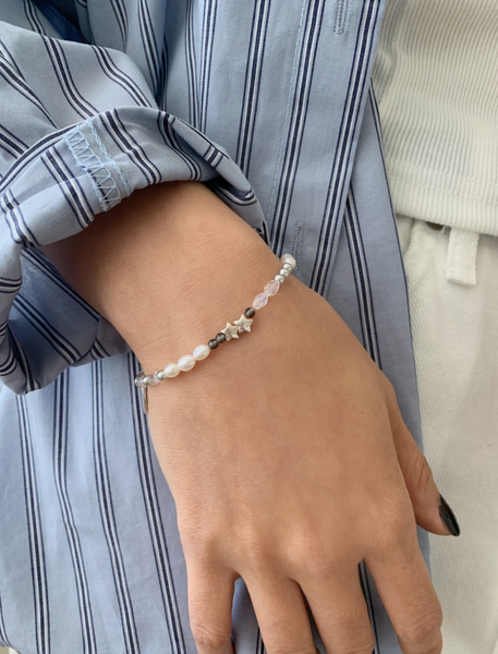 [SOYE PI-NE] Sharp Black Star Silver Bracelet