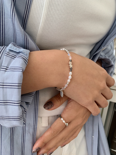 [SOYE PI-NE] Sharp Black Star Silver Bracelet