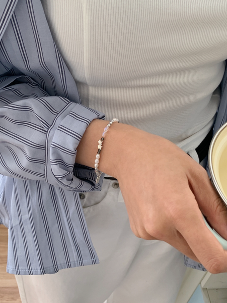 [SOYE PI-NE] Sharp Black Star Silver Bracelet