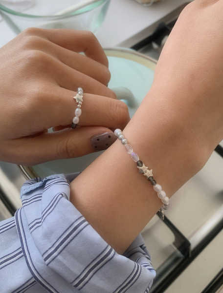 [SOYE PI-NE] Sharp Black Star Silver Bracelet