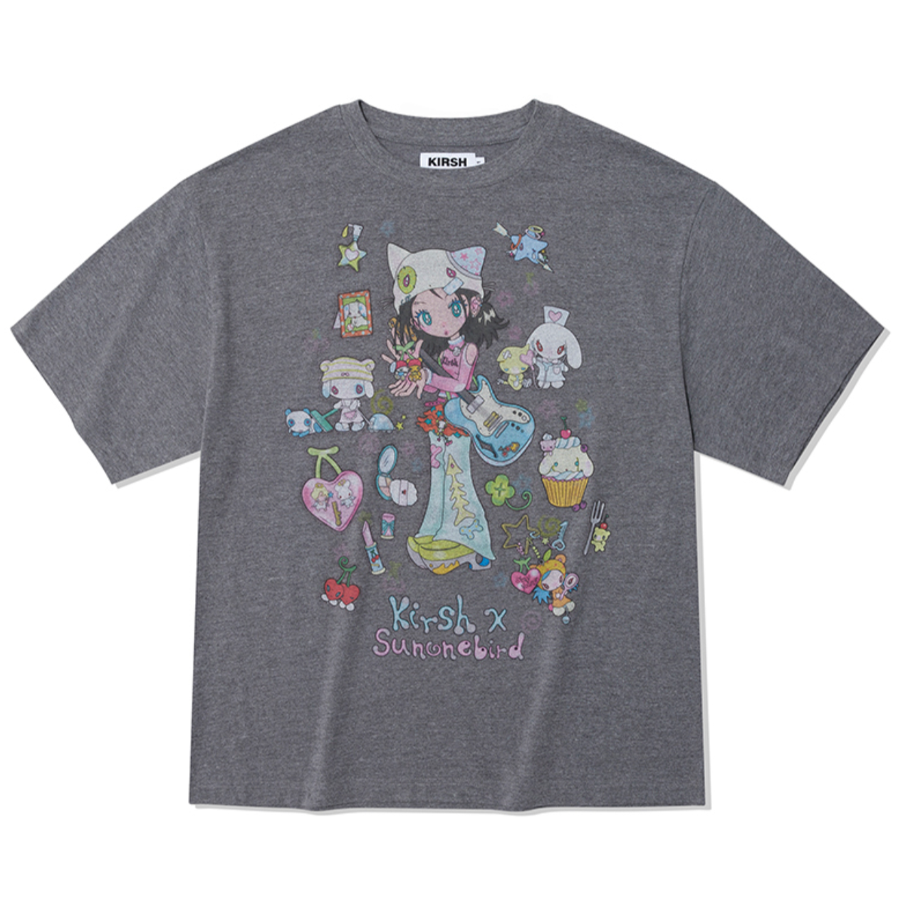 [KIRSH] x Sunonebird Oversize Graphic T-shirt (Melange Grey)