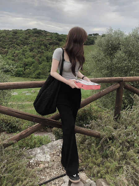 [SLOWAND] ONLY SLOW Inside Cap Square Neck T-shirt