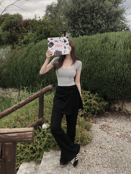 [SLOWAND] ONLY SLOW Inside Cap Square Neck T-shirt