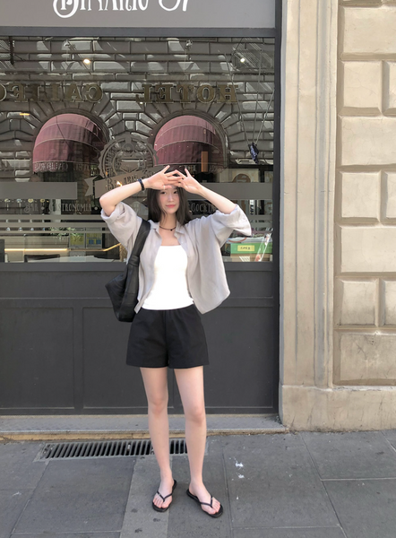 [SLOWAND] ONLY SLOW Inside Cap Square Neck T-shirt