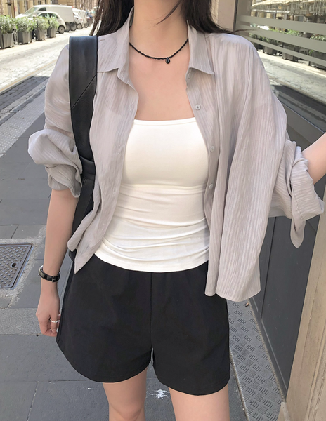 [SLOWAND] ONLY SLOW Inside Cap Square Neck T-shirt