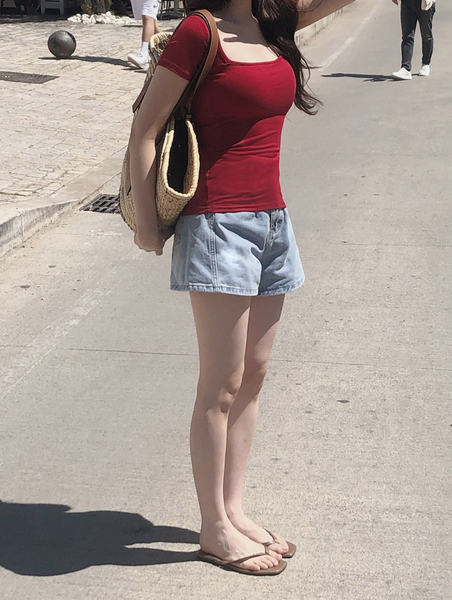 [SLOWAND] ONLY SLOW Inside Cap Square Neck T-shirt