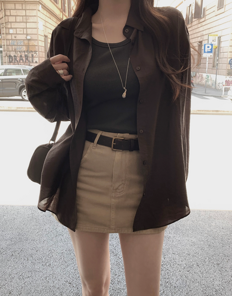 [SLOWAND] Laura Vintage Skirt Pants Belt Set