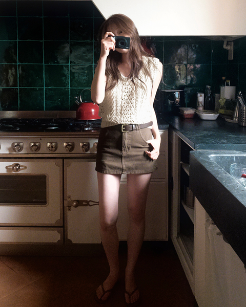 [SLOWAND] Laura Vintage Skirt Pants Belt Set