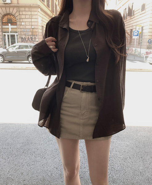 [SLOWAND] Laura Vintage Skirt Pants Belt Set