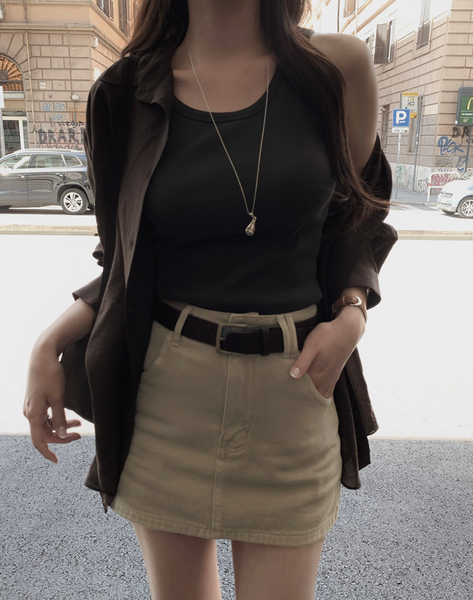 [SLOWAND] Laura Vintage Skirt Pants Belt Set